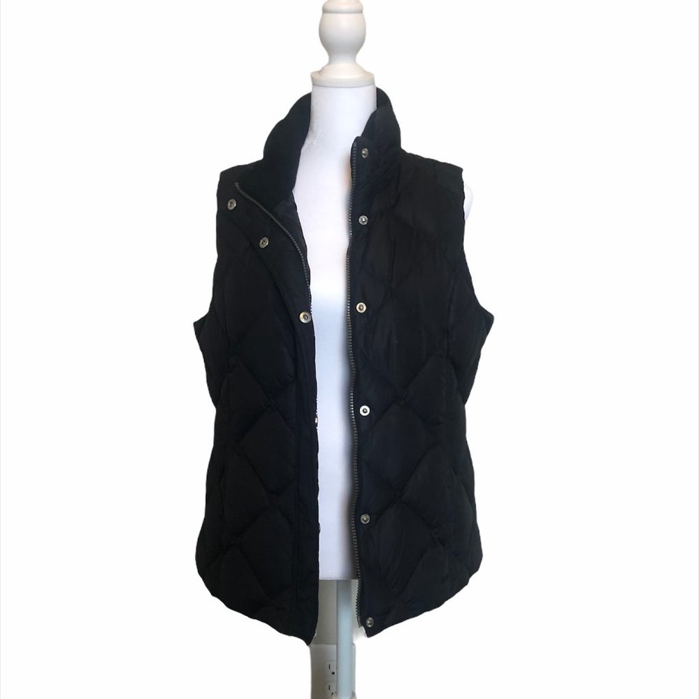 Eddie Bauer Black Puff Goose Down Vest Size Medium